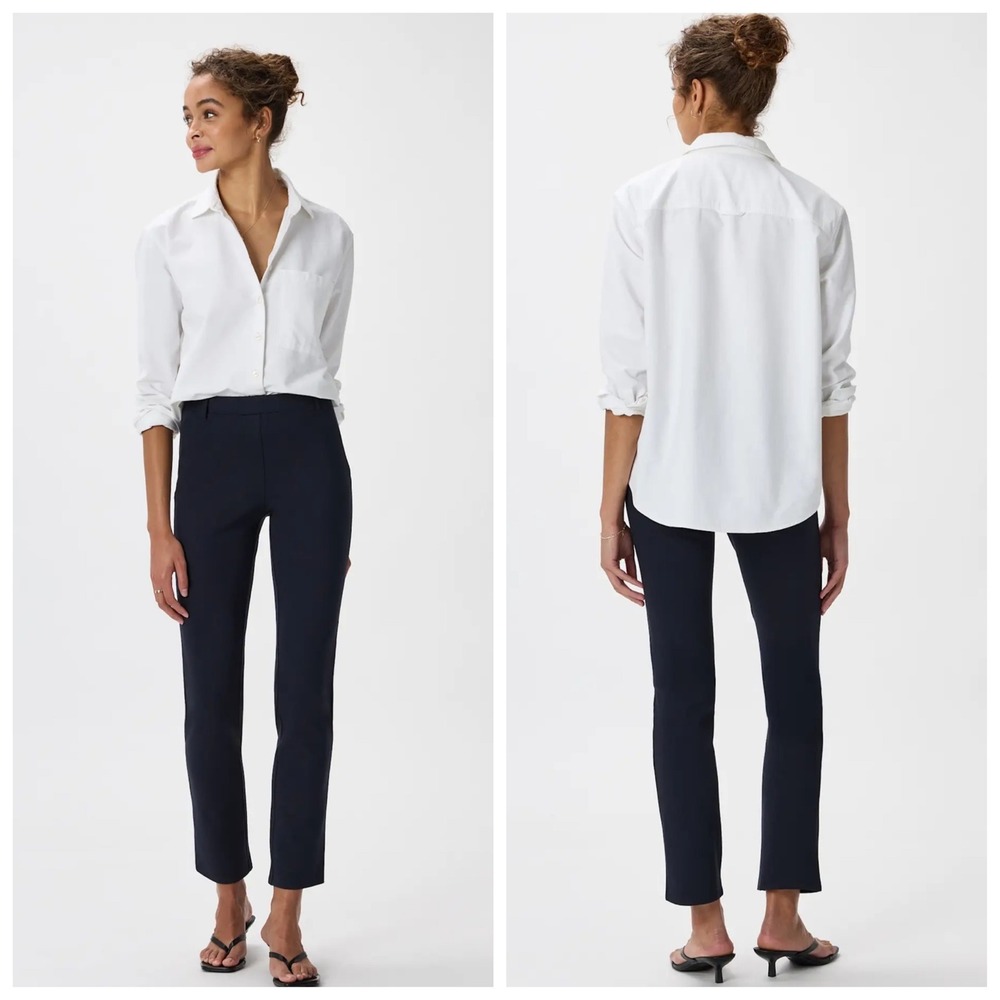 Quince Ultra-Stretch Ponte Straight Leg Pants Size S navy blue